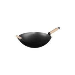 WOK ACERO CON MANGO DE MADERA Y ASA Ø35 cm | HogarLider