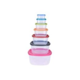 SET 7 FIAMBRERAS DE PLÁSTICO CON TAPA DE COLORES | HogarLider