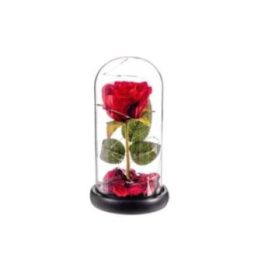 ROSA ROJA ETERNA LEDS CUPULA CRISTAL 20 cm | HogarLider