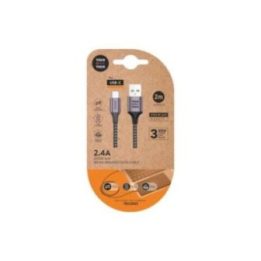 CABLE NYLON USB-A A USB-C 2 m GRIS | HogarLider