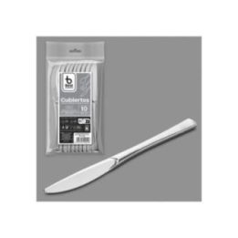 CUCHILLO REUTILIZABLE COLOR PLATA 20 cm, 10 uds | HogarLider