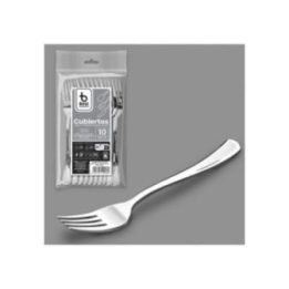 TENEDOR REUTILIZABLE COLOR PLATA 18,5 cm, 10 uds | HogarLider