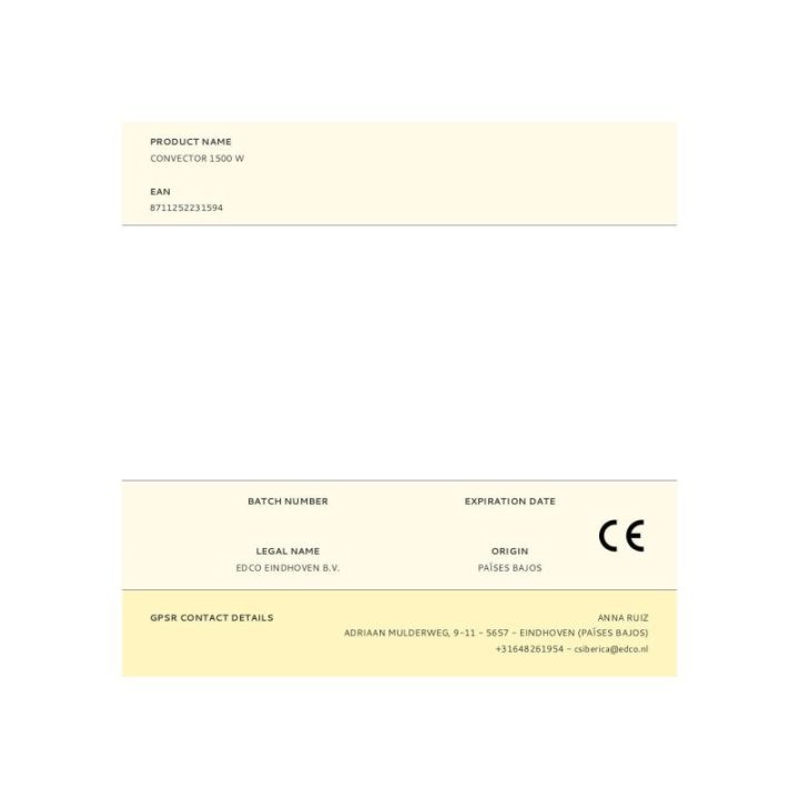 CONVECTOR 650 / 850 / 1500 W… · EL3-07047 | HogarLider