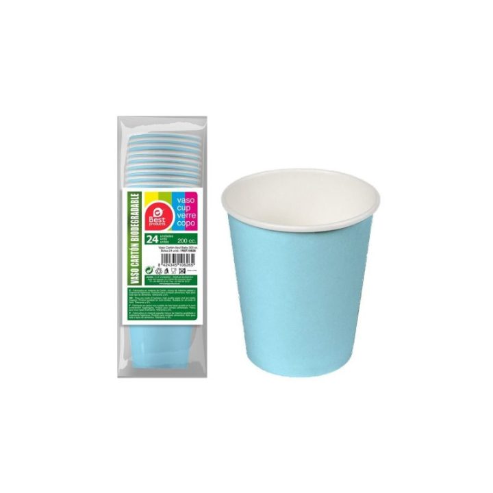 VASOS DE CARTÓN AZULES BABY 200cc, 24 uds | HogarLider