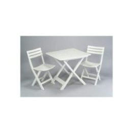 SET JARDÍN MESA Y DOS SILLAS PLEGABLES BLANCO | HogarLider