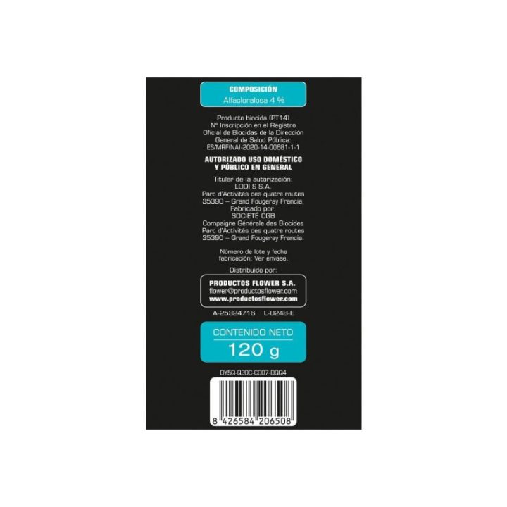 RATICIDA ALFACLORALOSA 120 g | HogarLider