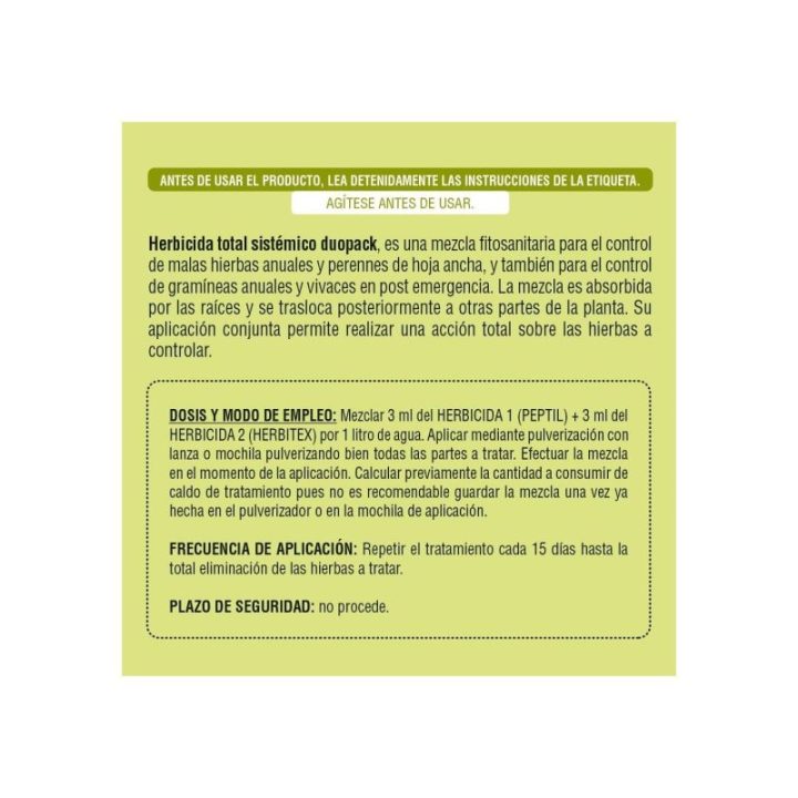 HERBICIDA TOTAL SISTÉMICO DUOPACK 25 ml + 25 ml | HogarLider