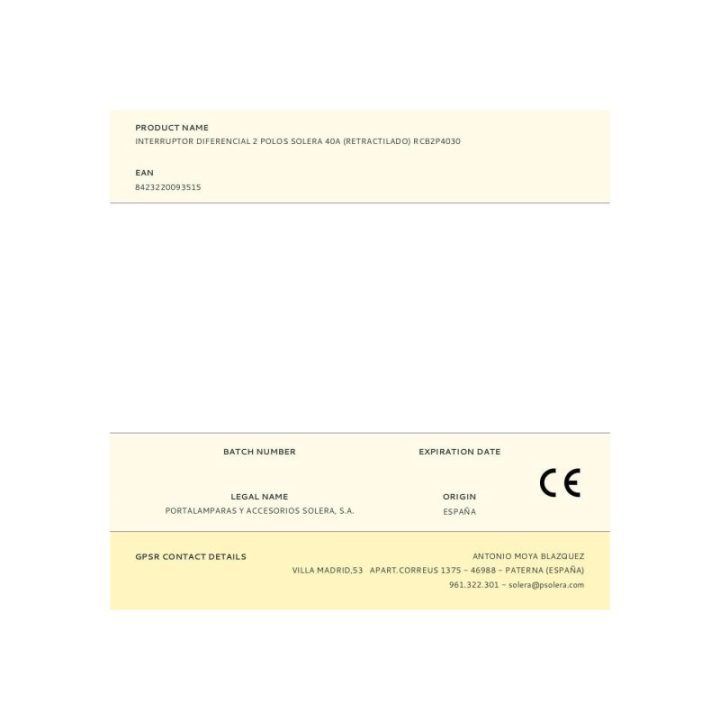 INTERRUPTOR DIFERENCIAL 2 POLOS… · EL3-02861 | HogarLider