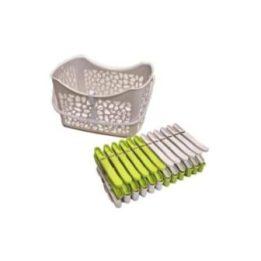 CESTO RIGIDO CON 24 PINZAS 19 x 14,5 x 11 cm | HogarLider