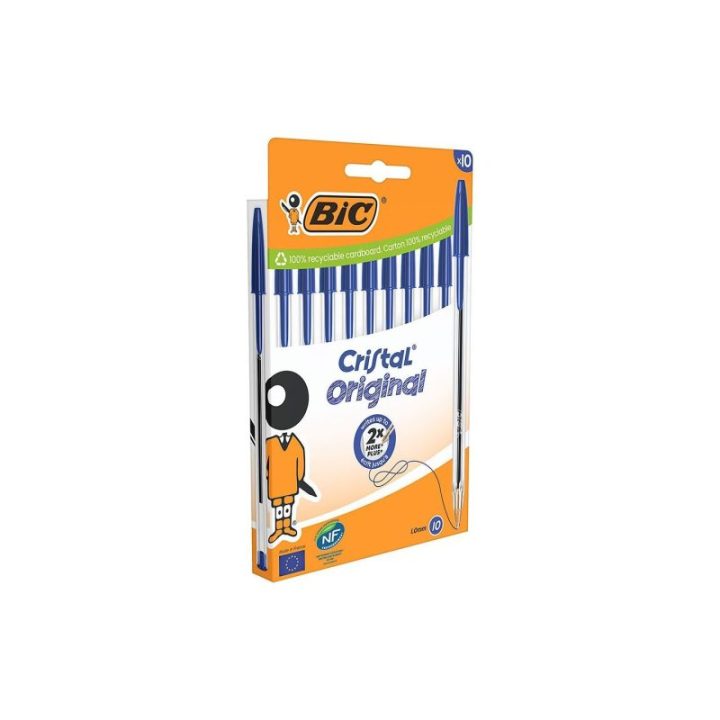 BOLÍGRAFO CRISTAL AZUL, 10 uds, BLISTER | HogarLider