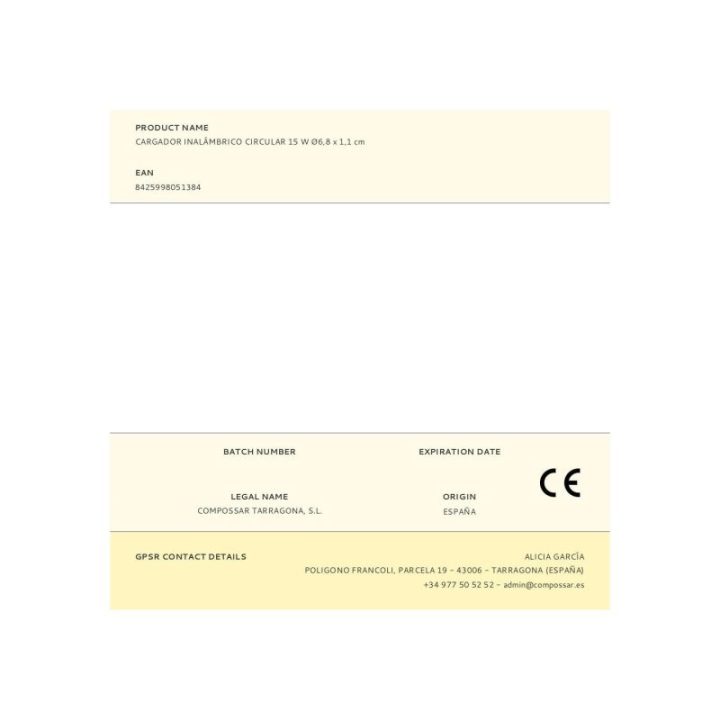 CARGADOR INALÁMBRICO CIRCULAR 15 W Ø6,8 x 1,1 cm | HogarLider
