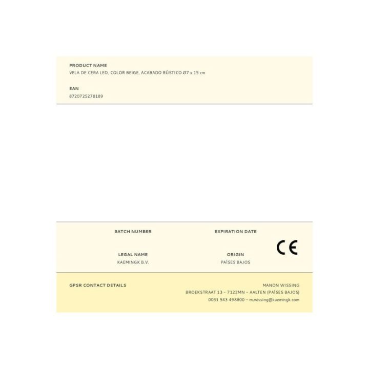 VELA DE CERA LED, COLOR BEIGE… · EL3-72805 | HogarLider
