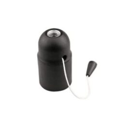 PORTALAMPARAS ROSCADO LISO CON TIRADOR E27 NEGRO | HogarLider