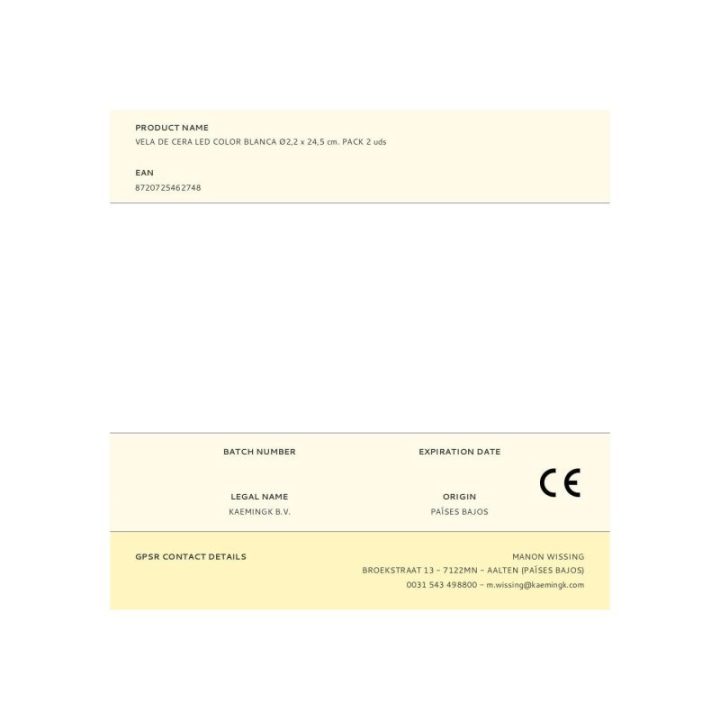 VELA DE CERA LED COLOR BLANCO Ø2,2… · EL3-72785 | HogarLider