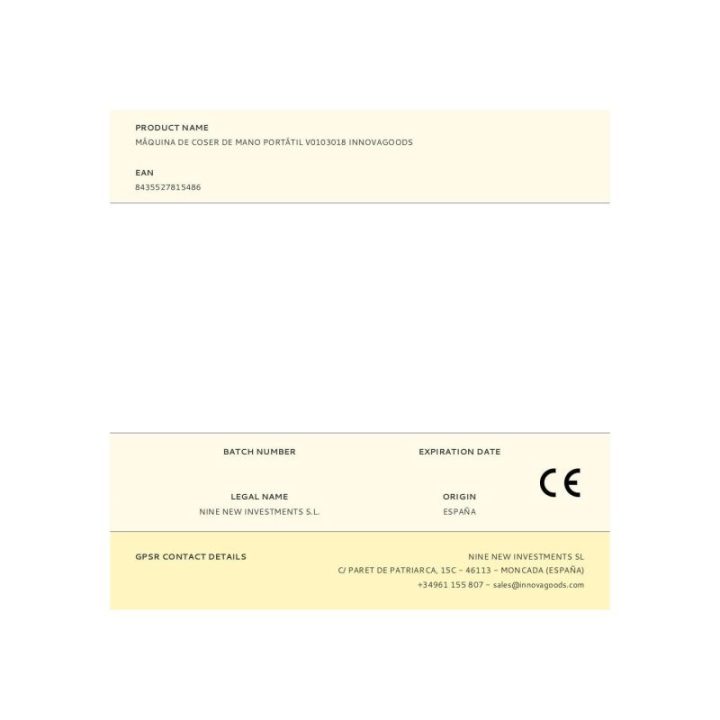 MÁQUINA DE COSER DE MANO PORTÁTIL… · EL3-07229 | HogarLider