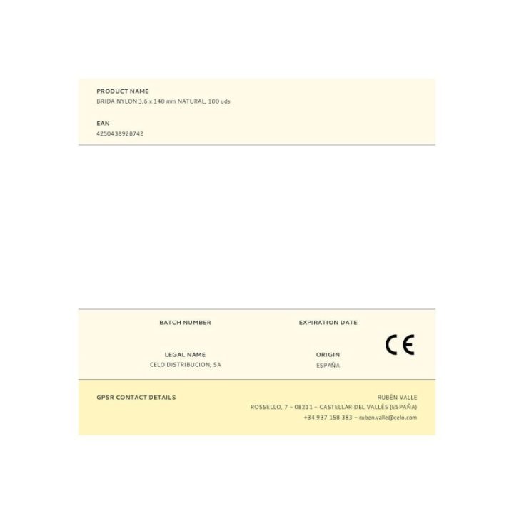 BRIDAS, NYLON, NATURAL, 140 x 3,6… · EL3-48243 | HogarLider