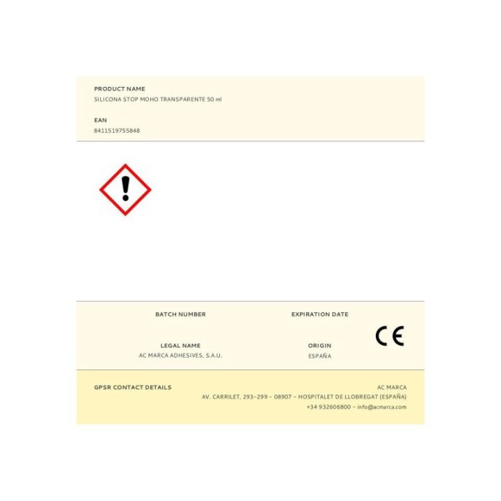 SILICONA STOP MOHO x5 TRANSPARENTE 50 ml | HogarLider