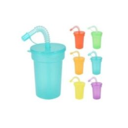 VASOS CON TAPA Y PAJITA COLORES SURTIDOS 6 uds | HogarLider