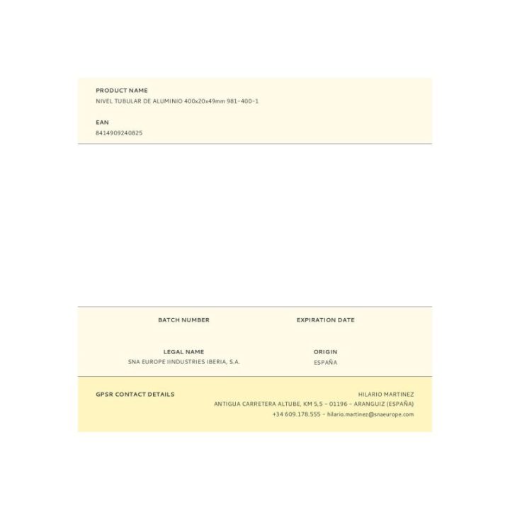 NIVEL TUBULAR DE ALUMINIO 400 x 20 x 49 mm | HogarLider