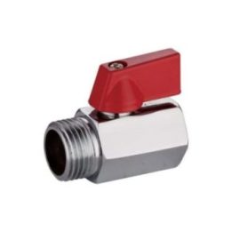 VÁLVULA ESFERA MINI M-H ½ pulg CON PALANCA ROJA | HogarLider