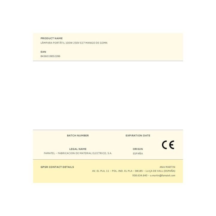 LÁMPARA PORTÁTIL 100 W 250 V E27… · EL3-40969 | HogarLider