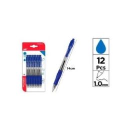 BOLÍGRAFO RETRÁCTIL AZUL, 12 uds, BLISTER | HogarLider