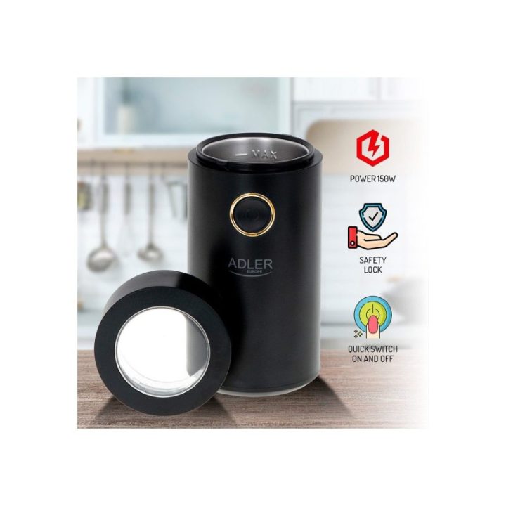 MOLINILLO DE CAFÉ AD446, NEGRO Y DORADO, 150 W | HogarLider
