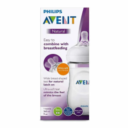 Avent Biberón Natural Transparente 1m+ 260ml | HogarLider