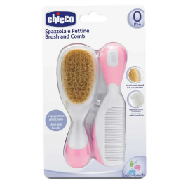 Chicco Cepillo y Peine Pelo Natural Rosa 0m+ | HogarLider