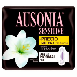 Ausonia Compresas Sensitive Alas Normal 14U | HogarLider
