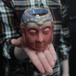 Quemador aceite Buda cara- Rosa y azul | HogarLider