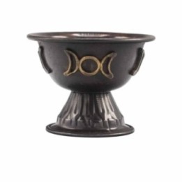 Cáliz Ritual de Cobre Antiguo Triple Luna 10x8cm | HogarLider