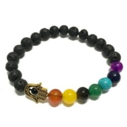 Pulsera de Piedra de Lava - Hamsa - Chakra | HogarLider