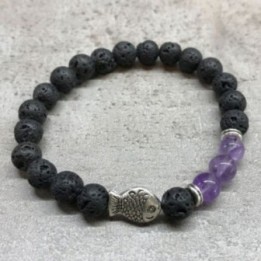 Pulsera de Piedra de Lava - Pescado - Amatista | HogarLider