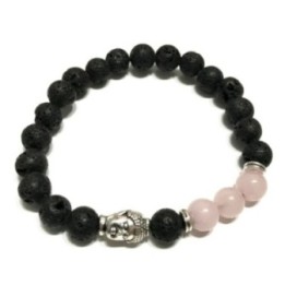 Pulsera de Piedra de Lava - Buda - Cuarzo Rosa | HogarLider