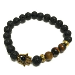 Pulsera de Piedra de Lava - Hamsa - Ojo de tigre | HogarLider