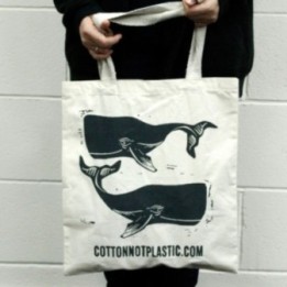 Lrg Natural 6oz Cotton Bag 38x42cm - WHALES | HogarLider