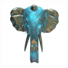 Cabeza Grande de Elefante - Oro y Turquesa | HogarLider
