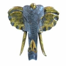 Cabeza Grande de Elefante - Oro y Gris | HogarLider