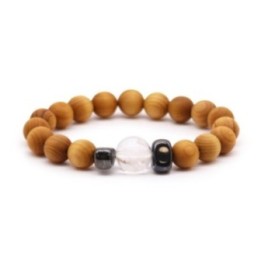 Pulsera de Cedro - Chakra Corona - Cuarzo Claro | HogarLider