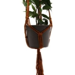 Macrame Maceta Clásico - Chocolate Med Pot | HogarLider