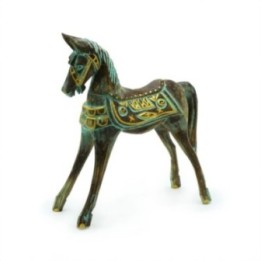 Caballo mediano dorado y turquesa 25 cm | HogarLider