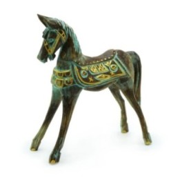 Caballo grande dorado y turquesa 32 cm | HogarLider