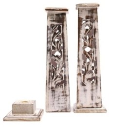 Tapered Incense Tower Washed Des2 - Mango Wood | HogarLider