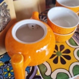 Set de Tetera - Naranja - Tetera & Cuatro tazas | HogarLider