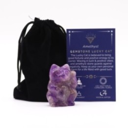 Gema Gato de la Suerte - Amatista 50x35x25mm | HogarLider