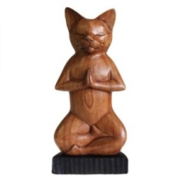 Gato de yoga tallado a mano - Loto | HogarLider