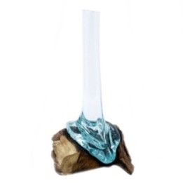 Vidrio Fundido Sobre Madera - Florero | HogarLider