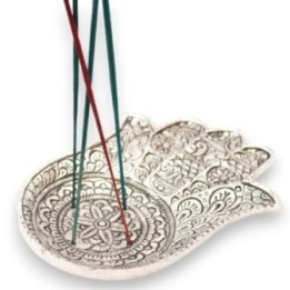 Porta-incienso Hamsa de Aluminio Pulido 18x13cm | HogarLider