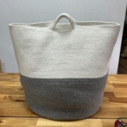 Cesto grande de cuerda de algodón 45x40cm - Gris | HogarLider